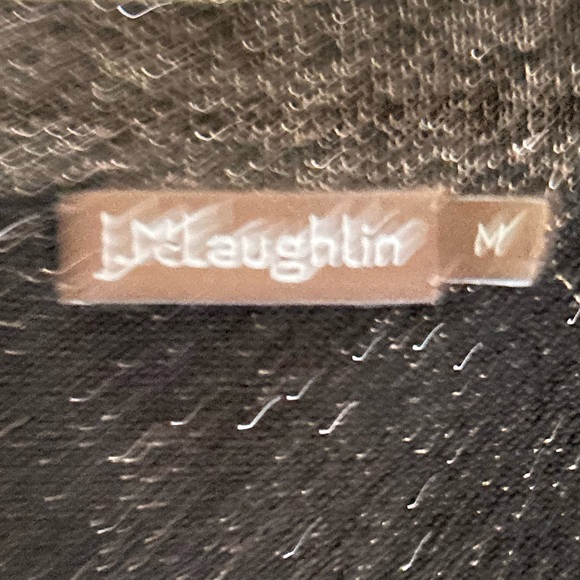 J McLaughlin black gold metallic open front Cardigan lightweight size Medium - Picture 11 of 11